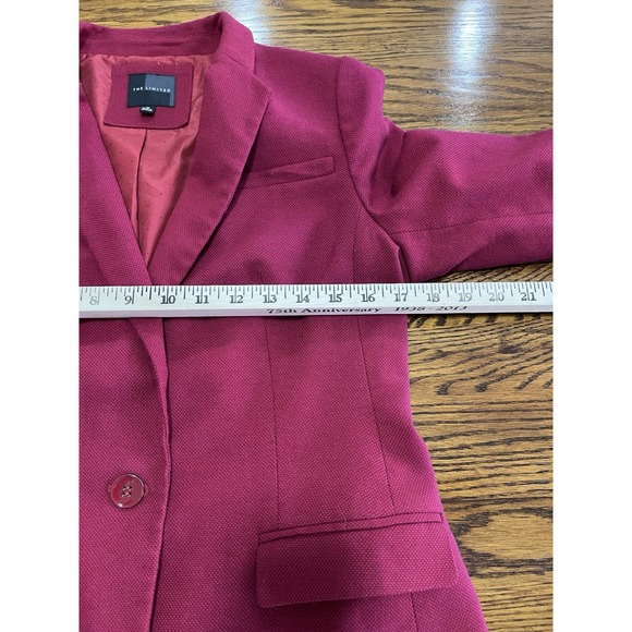The Limited Blazer M Cranberry 3/4 Sleeve Classic Capsule Preppy Jacket 1 Button - Picture 8 of 9
